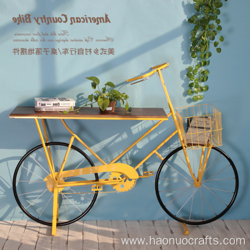 bicycle wood shelf antique shelf flower shop floor